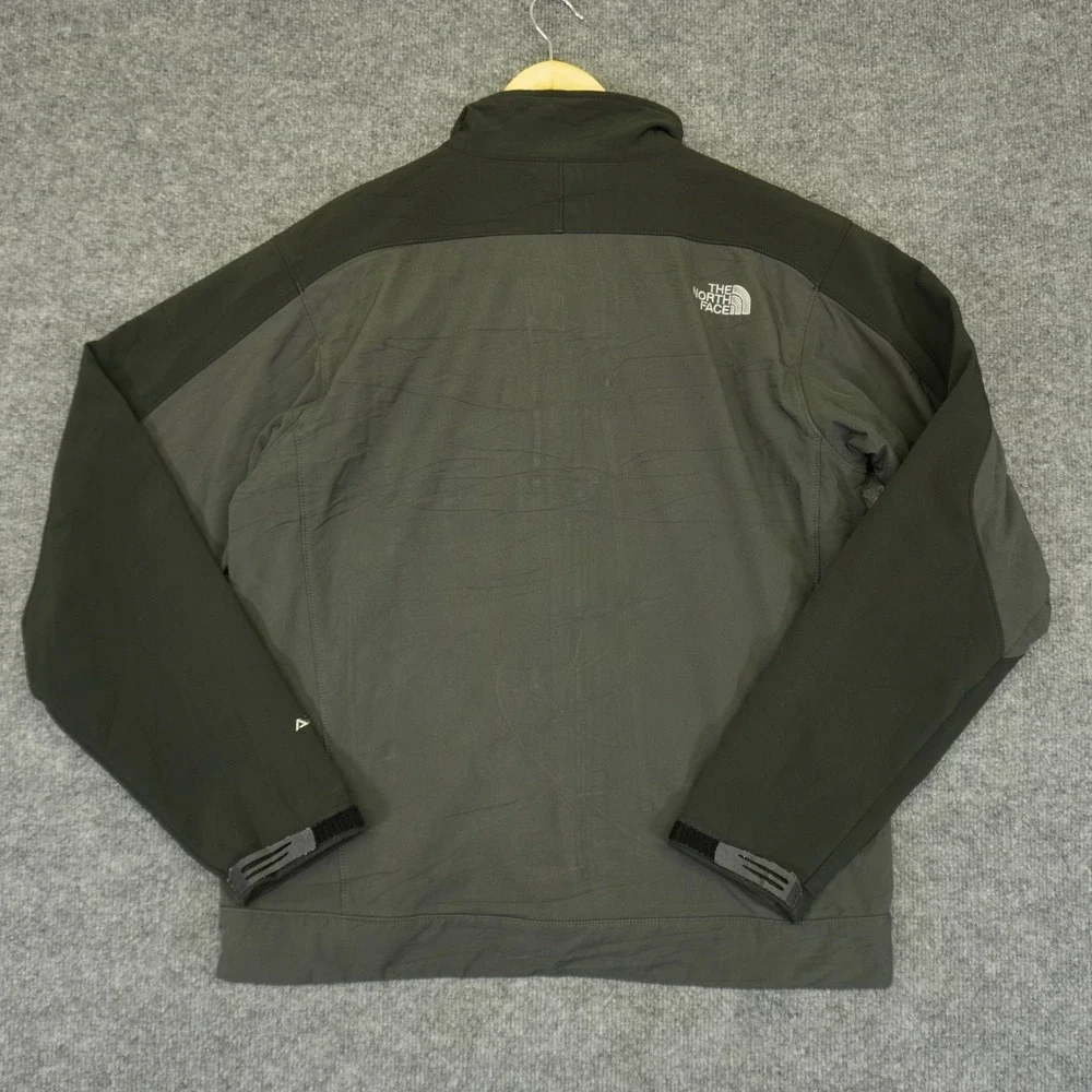 The North Face Apex Softshell Jacket Mens L Grey Black Full Zip Fleece Lined